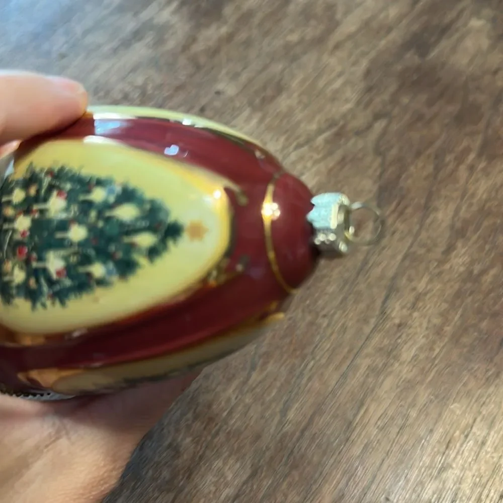 Silent Night Porcelain Musical Christmas Ornament Egg Valerie Parr Hill